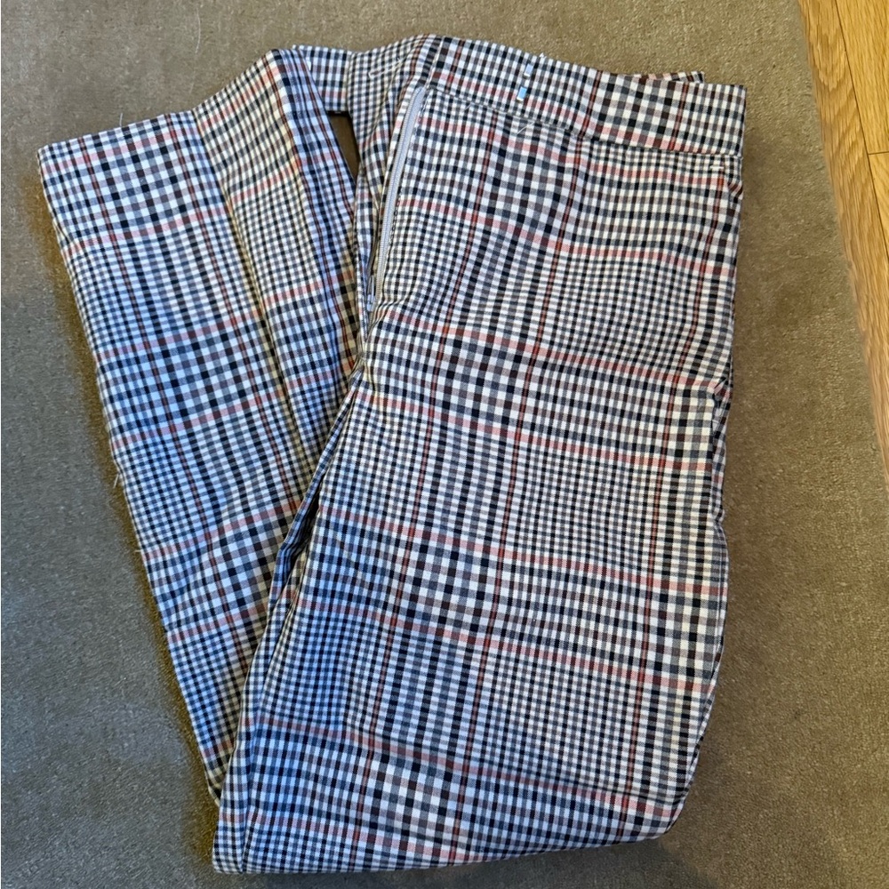 Mango Straight-Leg Plaid Pants in Black, White & Red